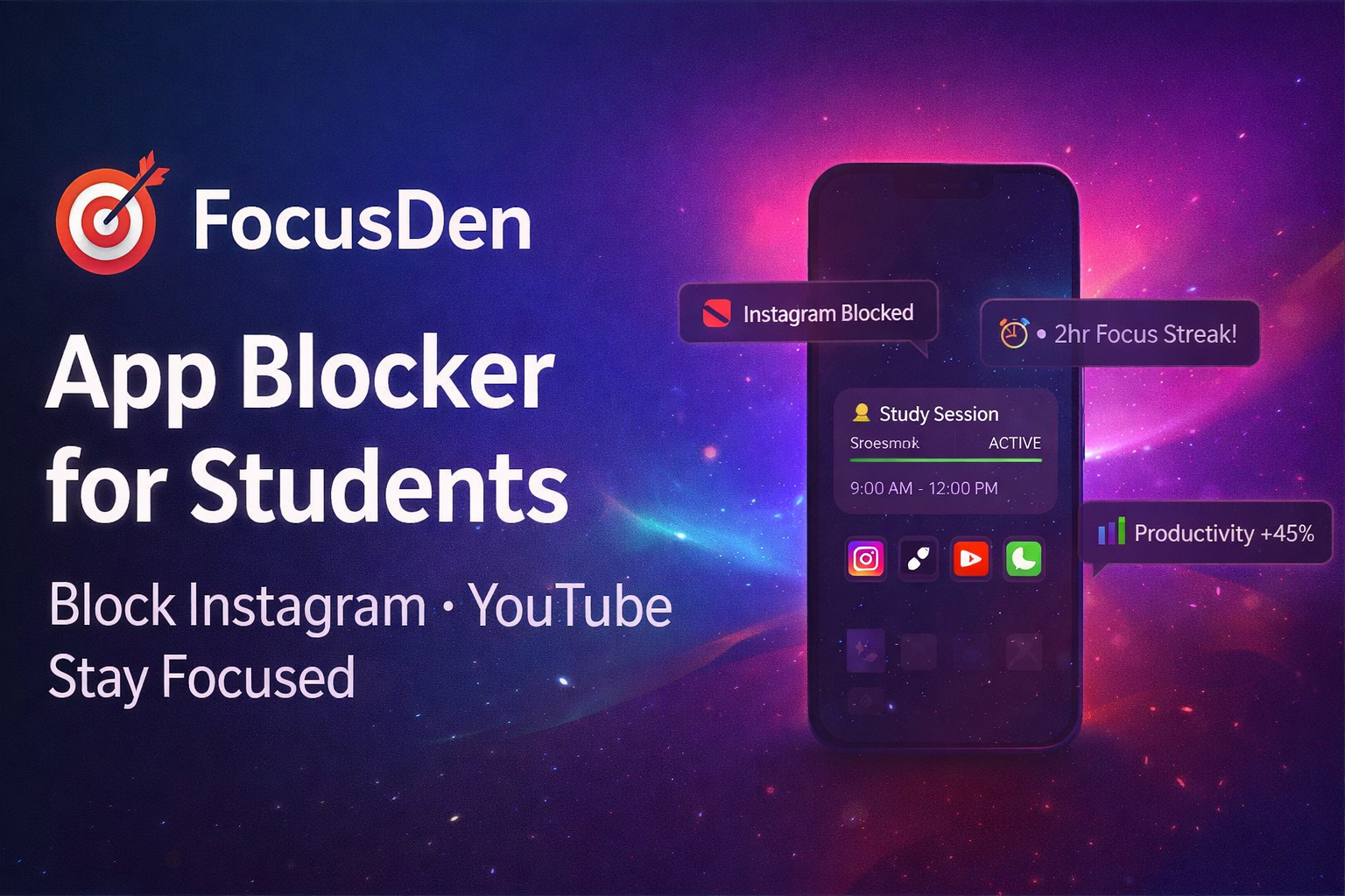 Study Block App FocusDen – App Blocker for Students & Study Focus